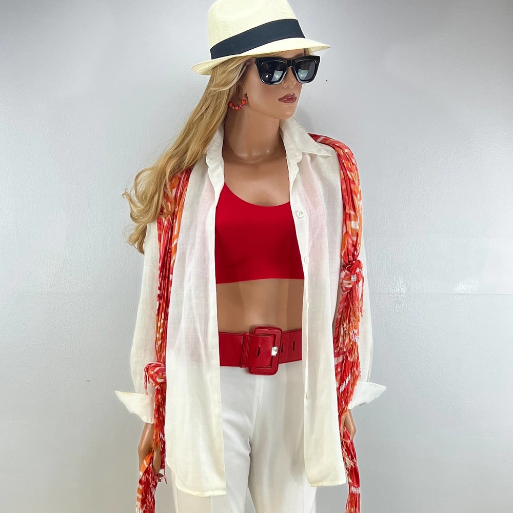 Linen Shirt Oversized White Button Down M NWT